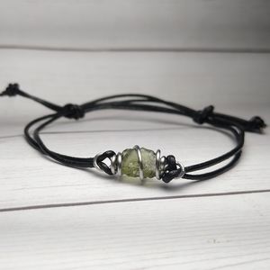Steel Wire Wrapped Raw Moldavite cage bracelet